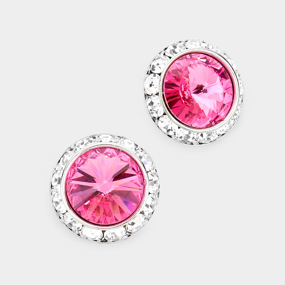 Rivoli Cut Genuine Crystal Stud Earrings