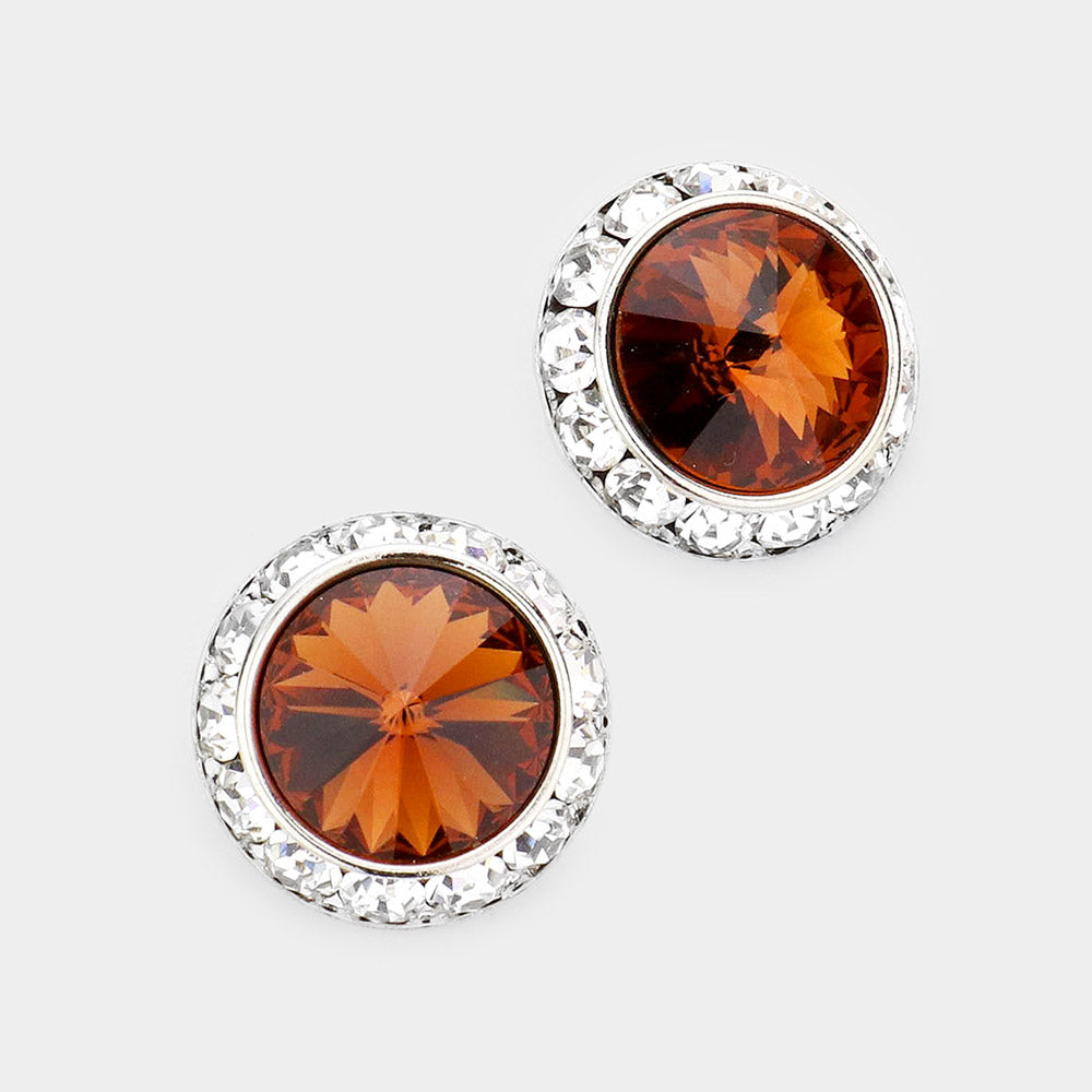 Rivoli Cut Genuine Crystal Stud Earrings