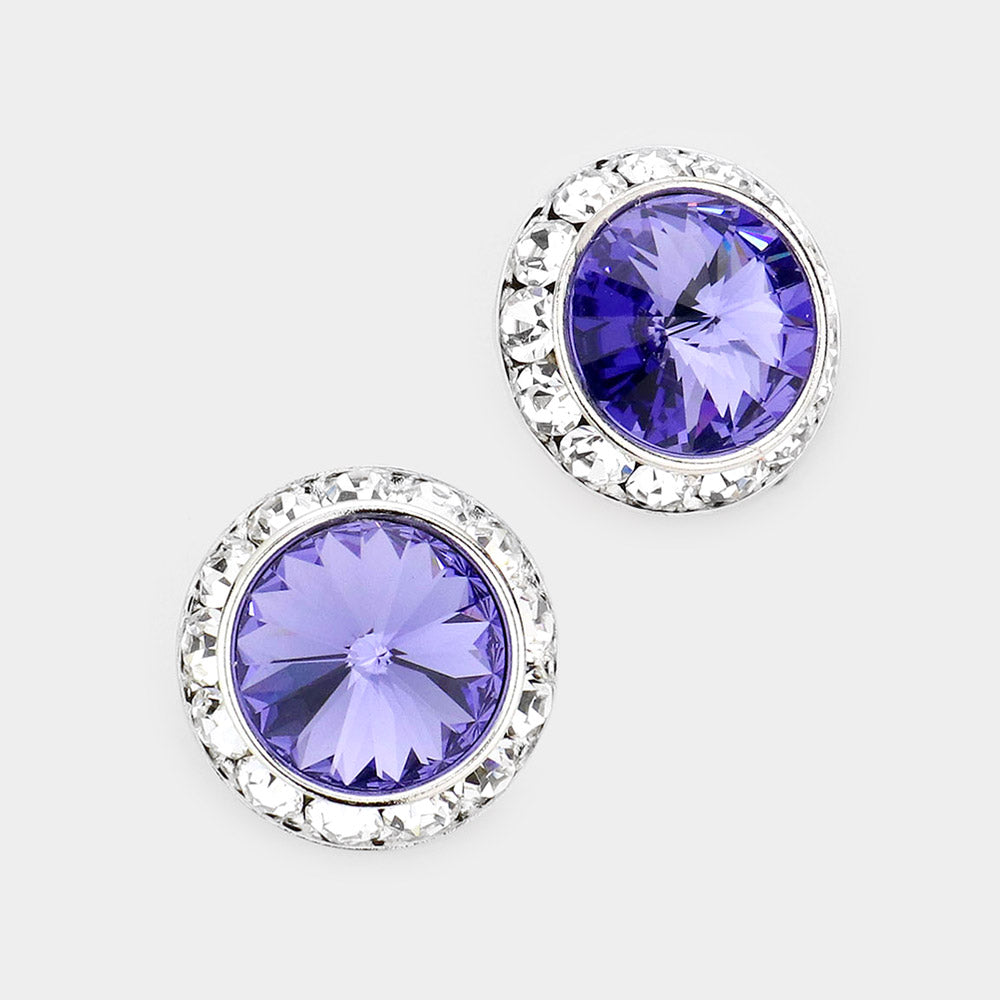 Rivoli Cut Genuine Crystal Stud Earrings