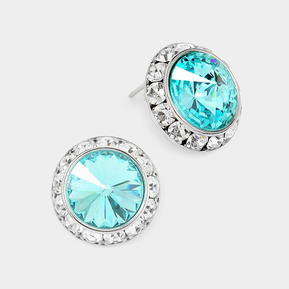 Rivoli Cut Genuine Crystal Stud Earrings