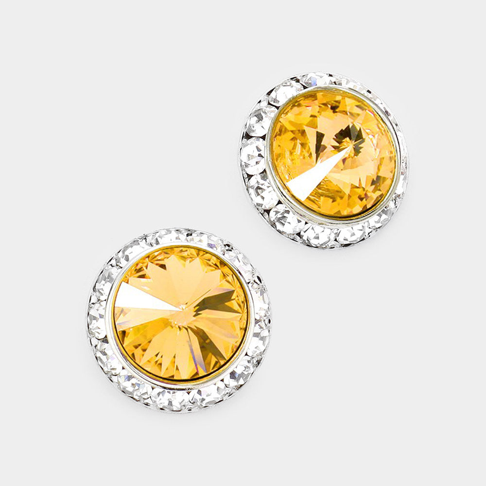 Rivoli Cut Genuine Crystal Stud Earrings