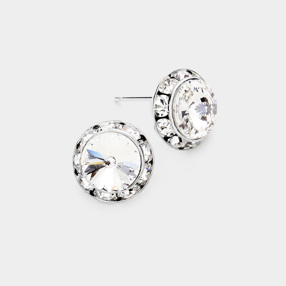 Rivoli Cut Genuine Crystal Stud Earrings