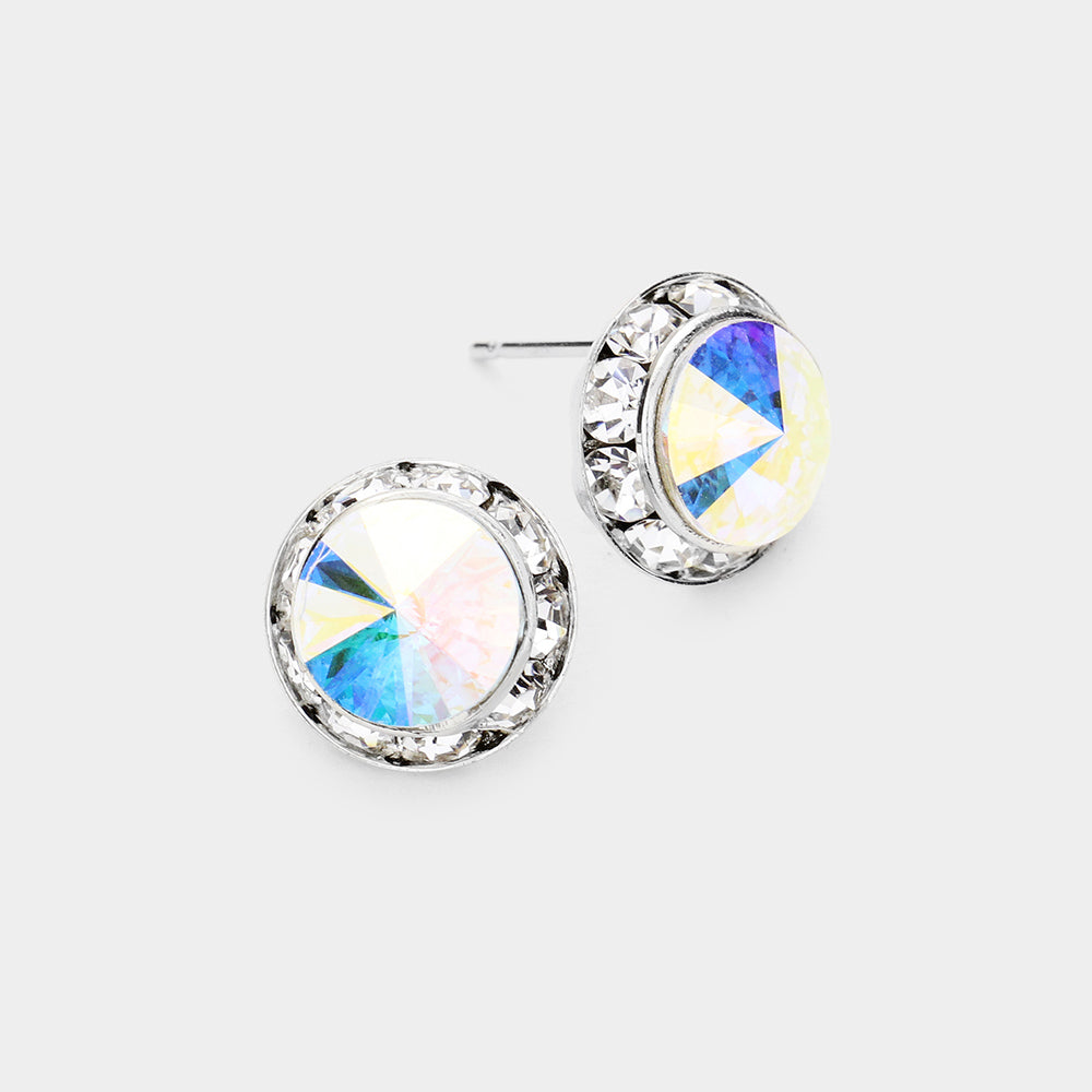 Rivoli Cut Genuine Crystal Stud Earrings
