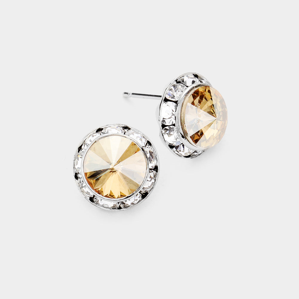 Rivoli Cut Genuine Crystal Stud Earrings
