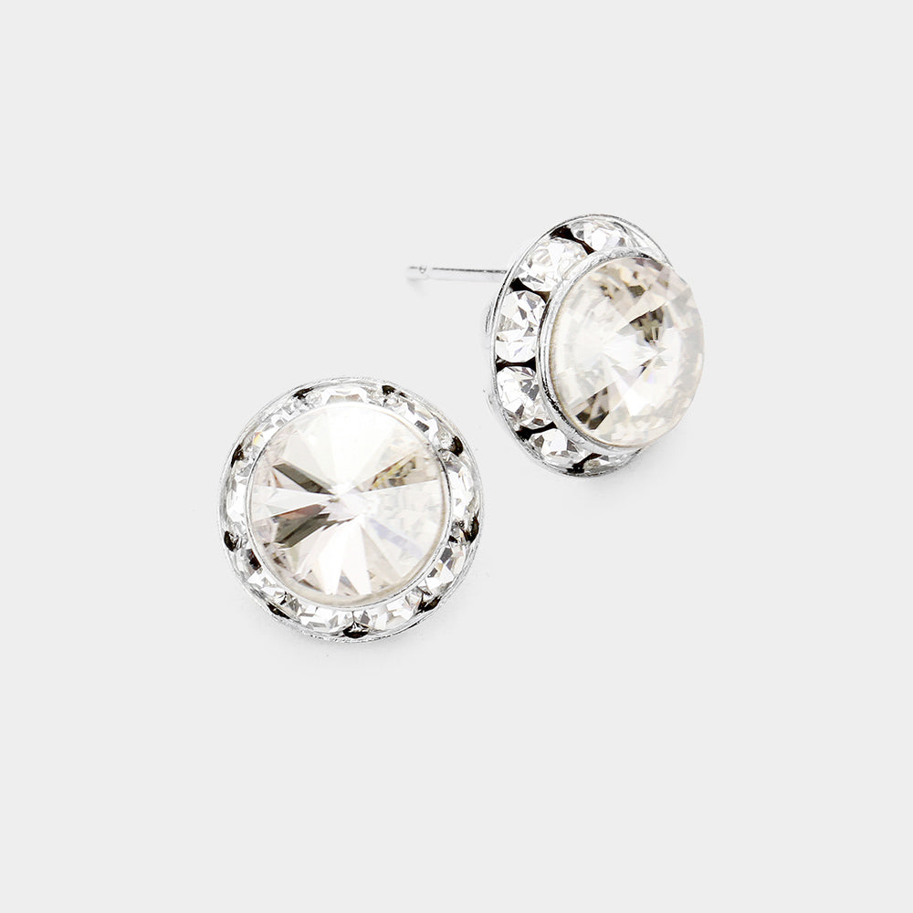 Rivoli Cut Genuine Crystal Stud Earrings