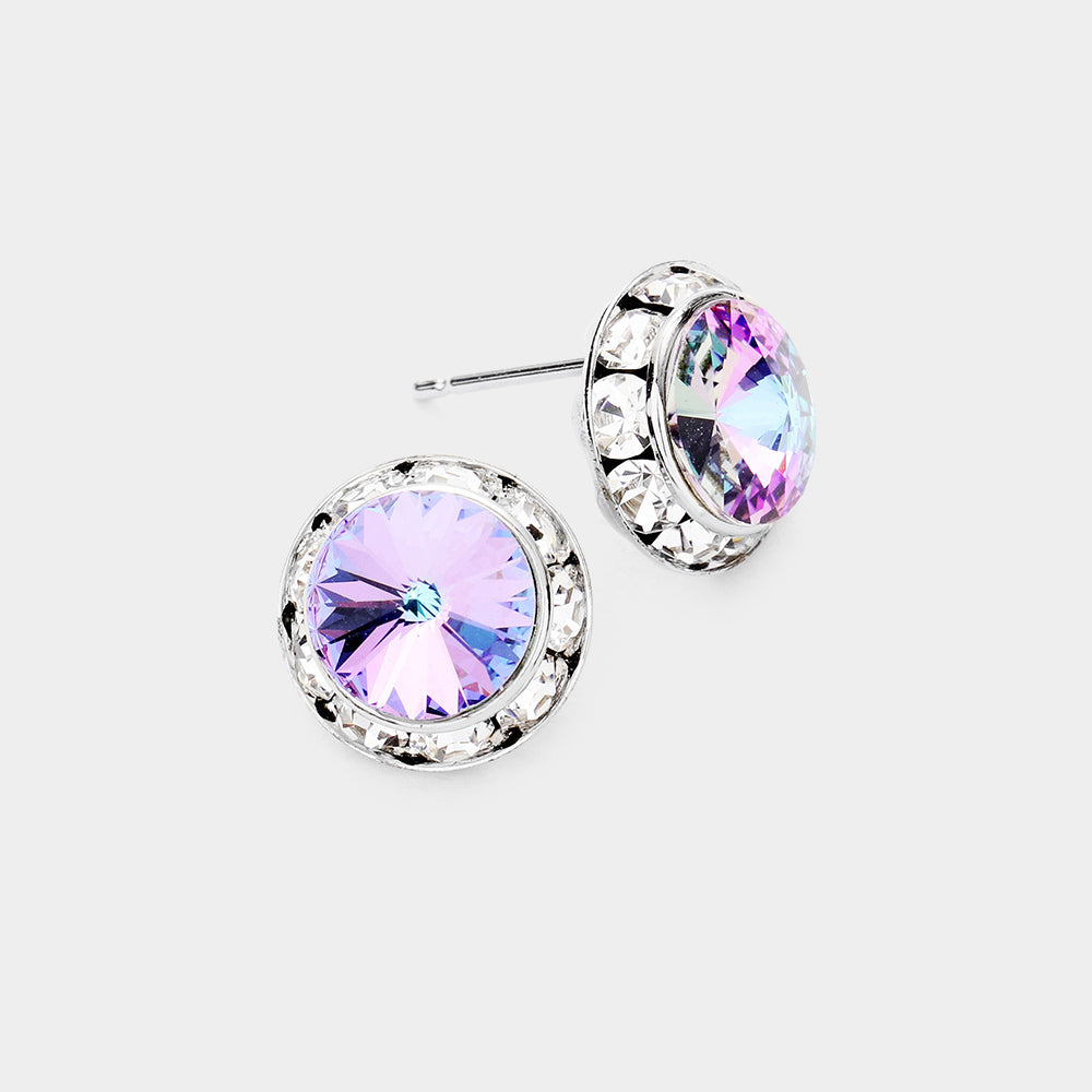Rivoli Cut Genuine Crystal Stud Earrings