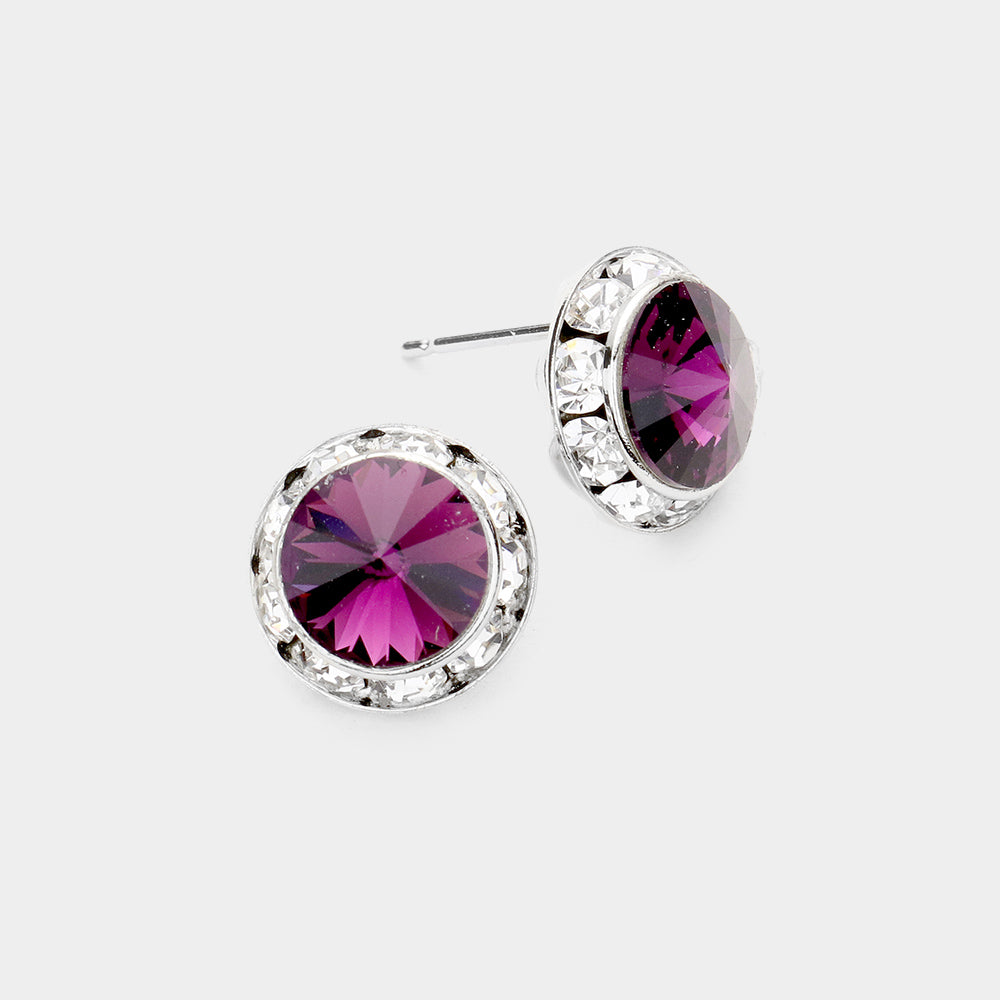Rivoli Cut Genuine Crystal Stud Earrings