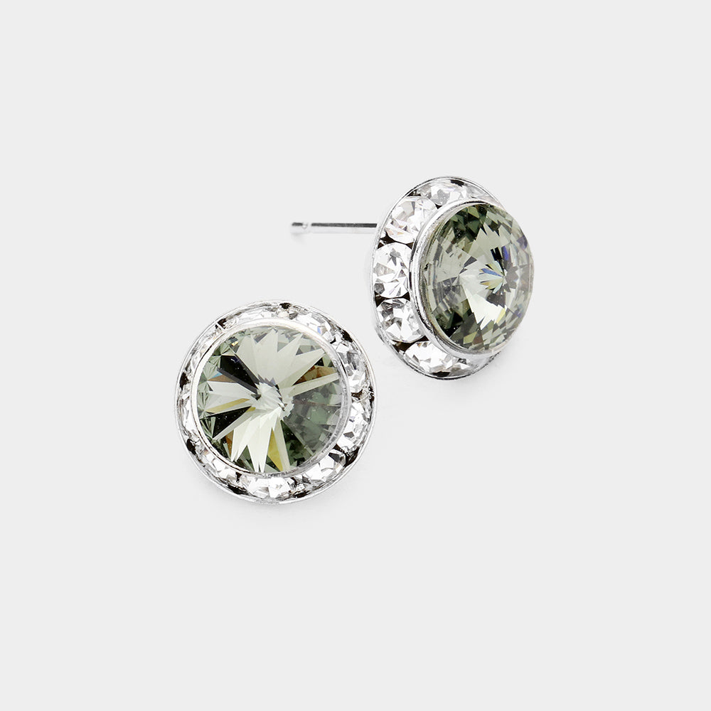 Rivoli Cut Genuine Crystal Stud Earrings