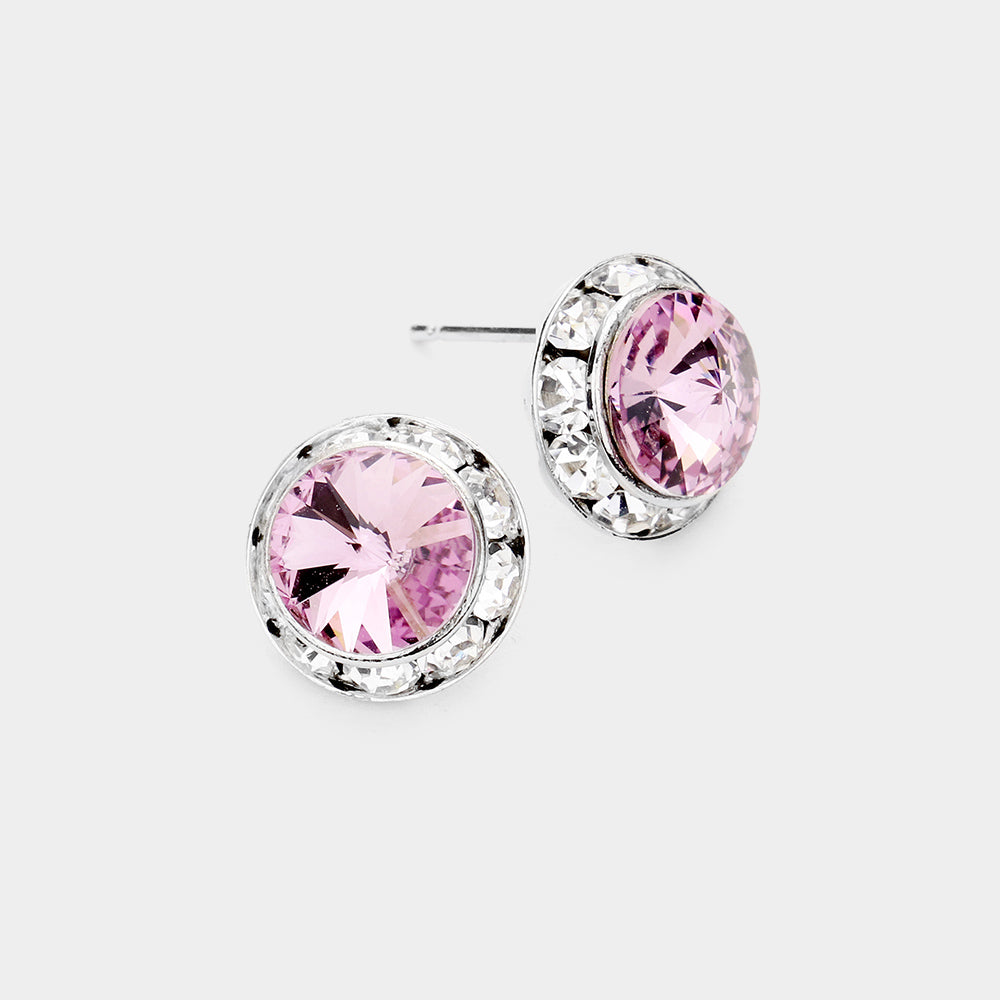 Rivoli Cut Genuine Crystal Stud Earrings