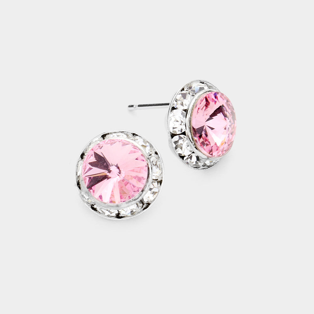 Rivoli Cut Genuine Crystal Stud Earrings