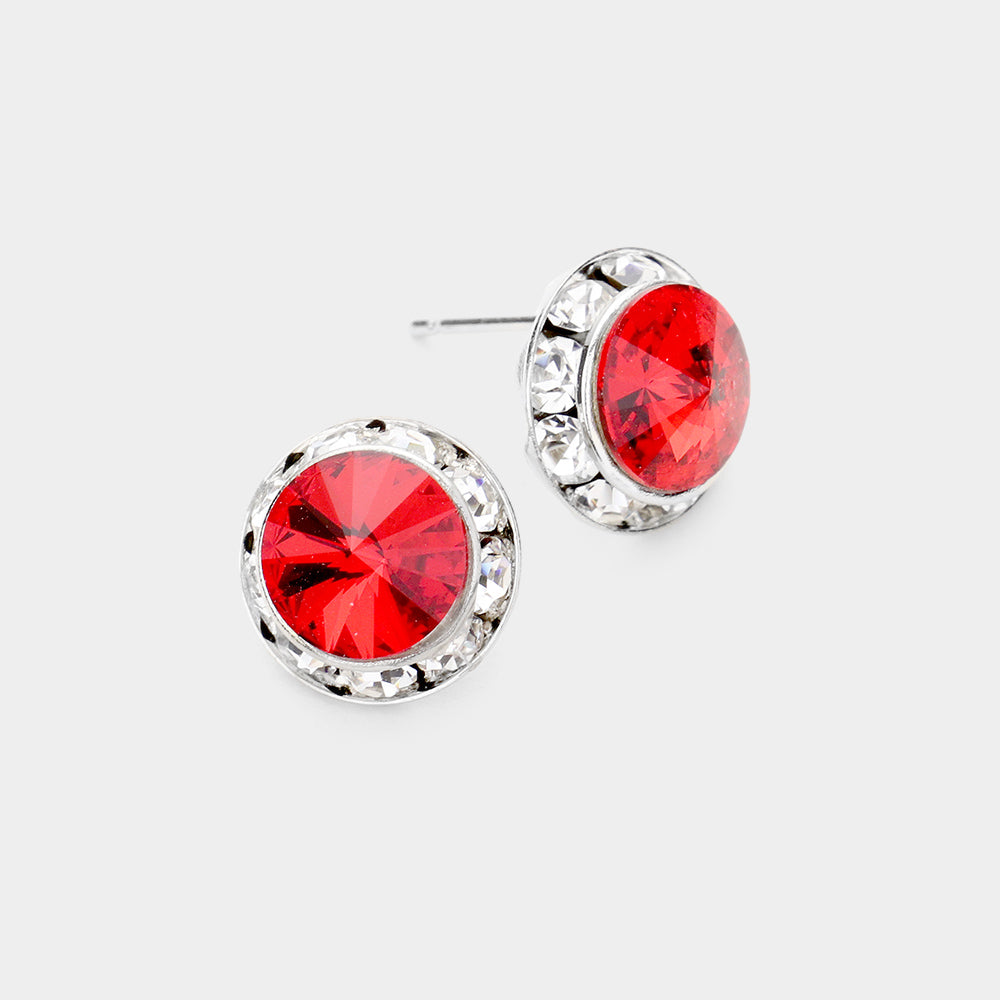 Rivoli Cut Genuine Crystal Stud Earrings