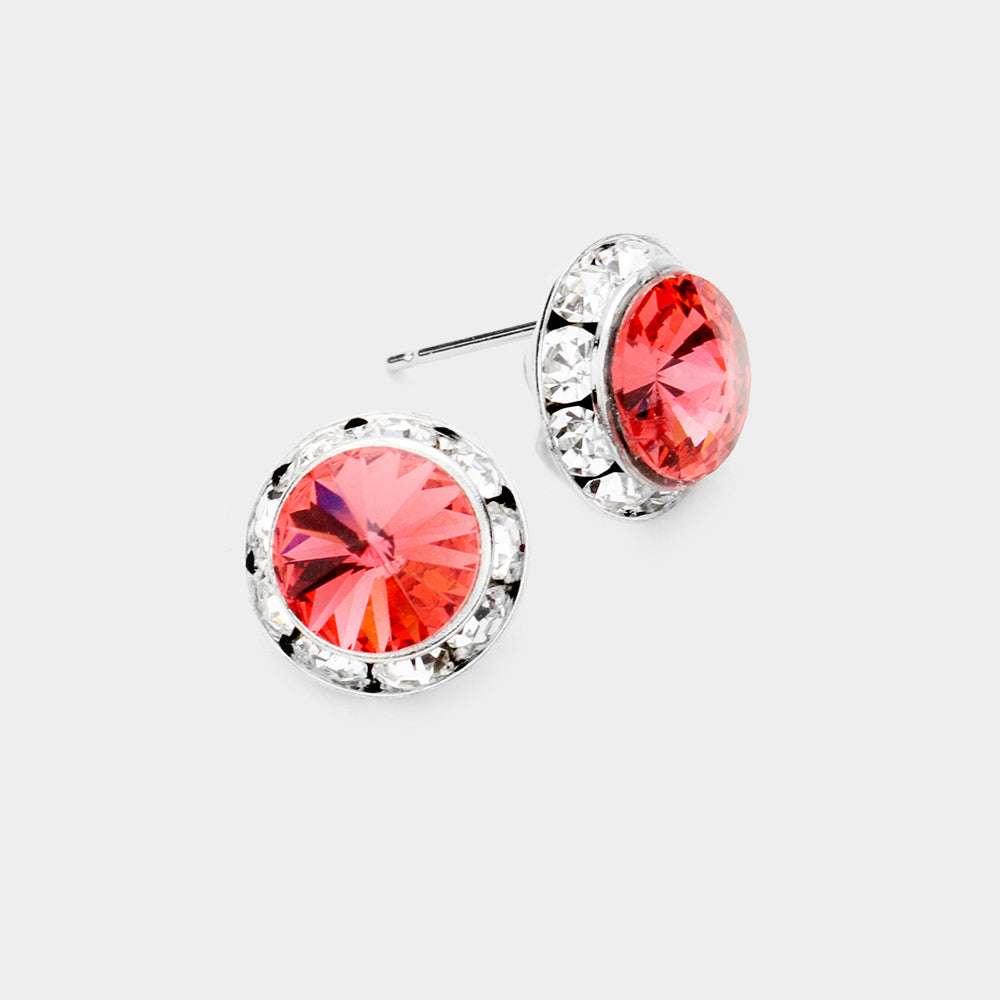 Rivoli Cut Genuine Crystal Stud Earrings