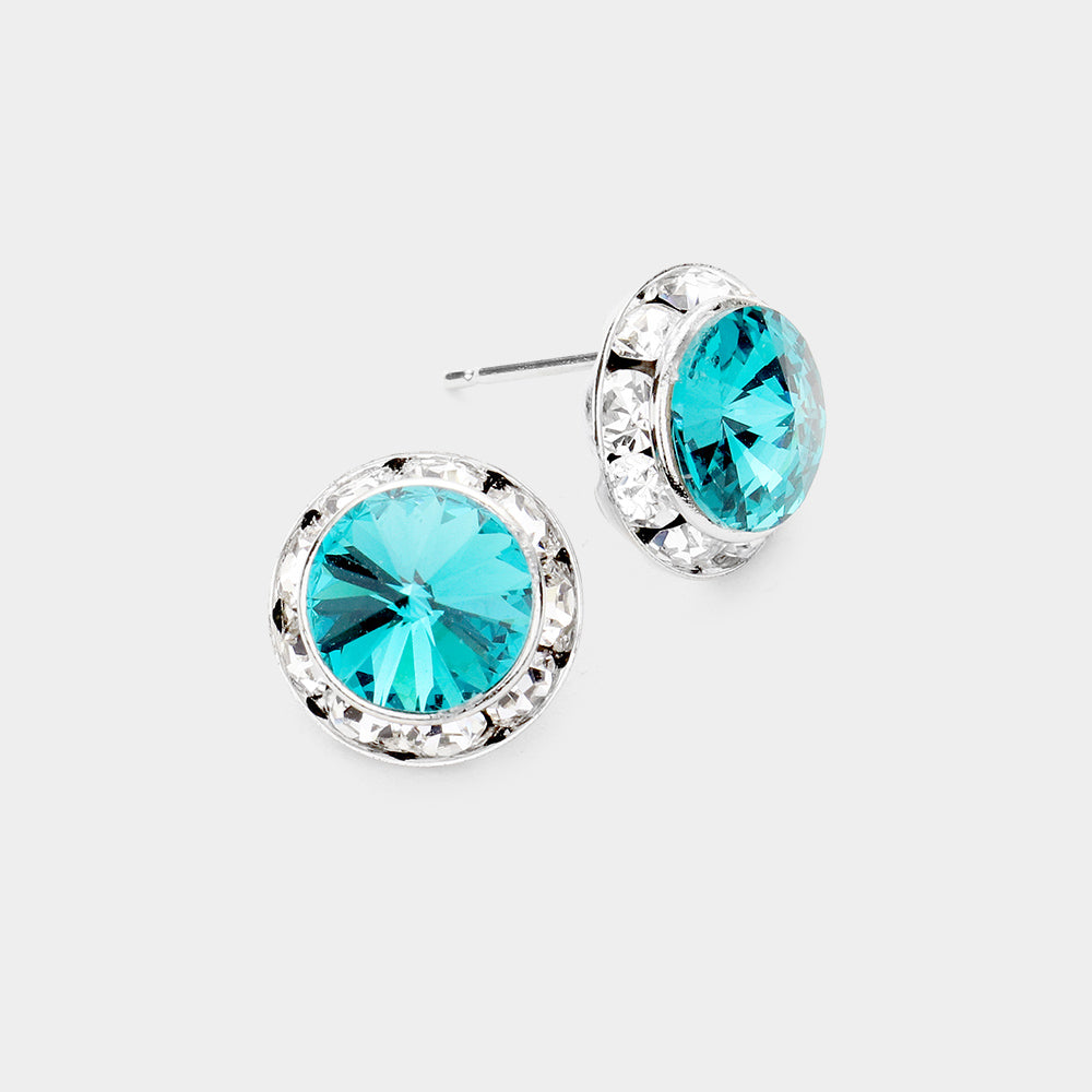Rivoli Cut Genuine Crystal Stud Earrings