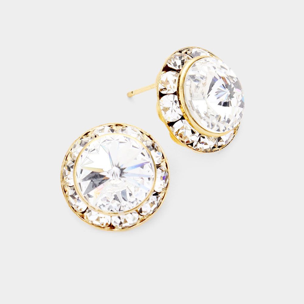 Rivoli Cut Genuine Crystal Stud Earrings