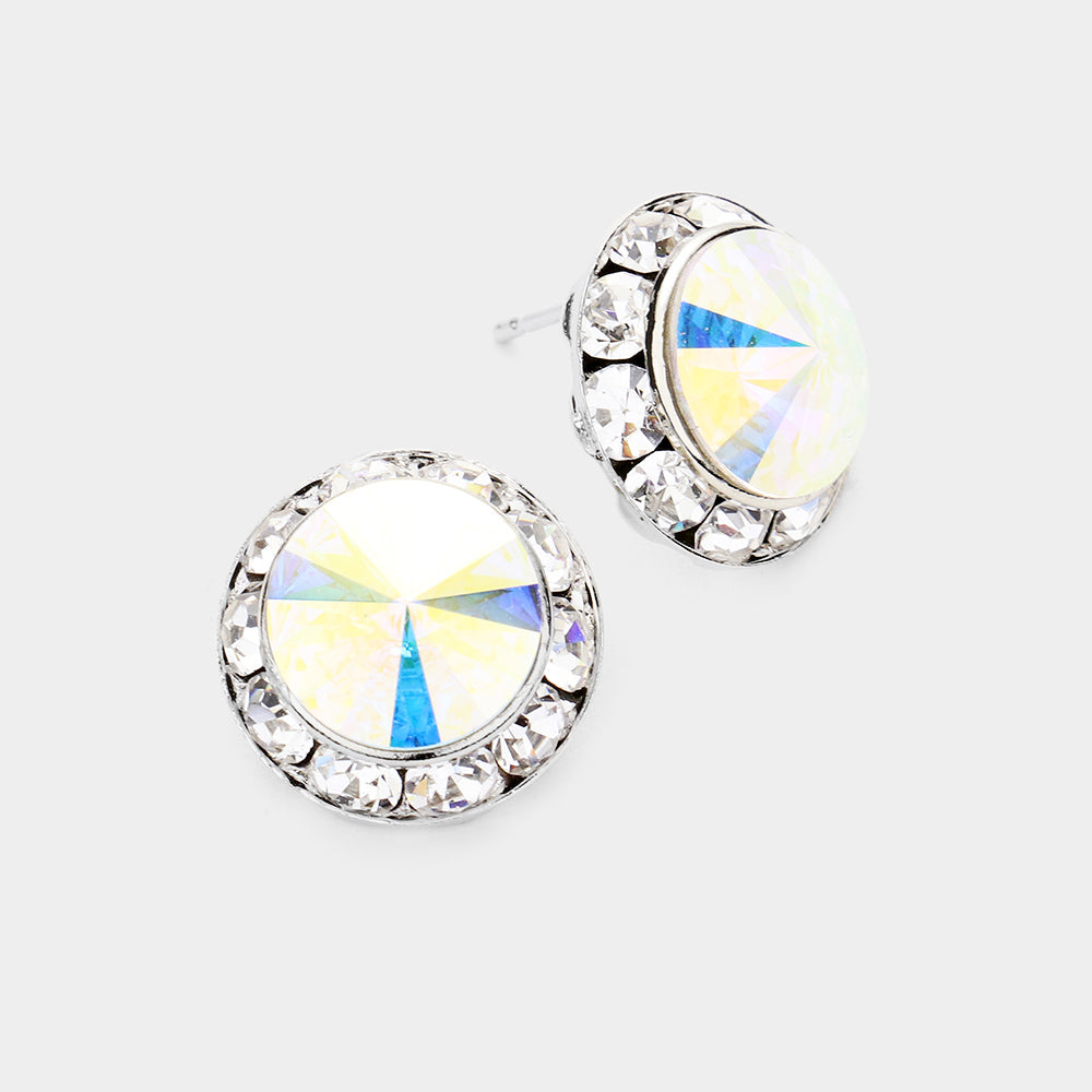 Rivoli Cut Genuine Crystal Stud Earrings