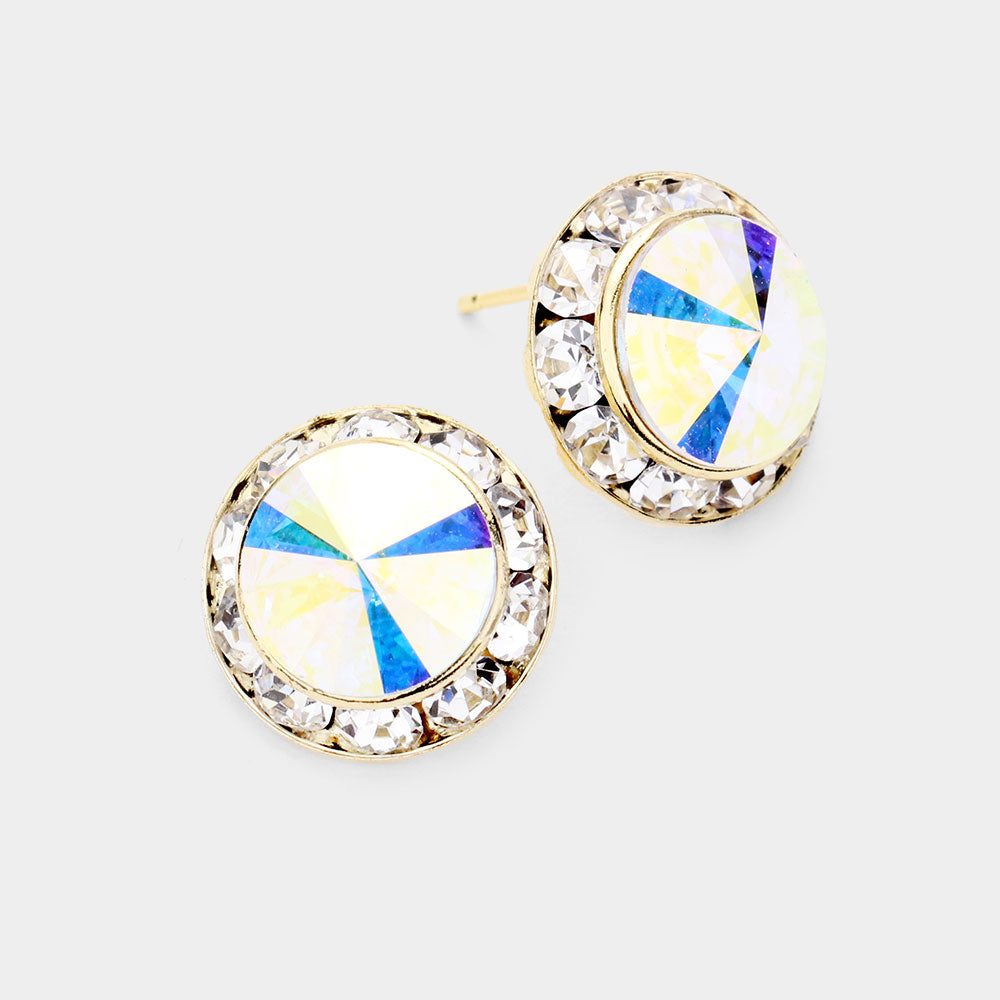 Rivoli Cut Genuine Crystal Stud Earrings