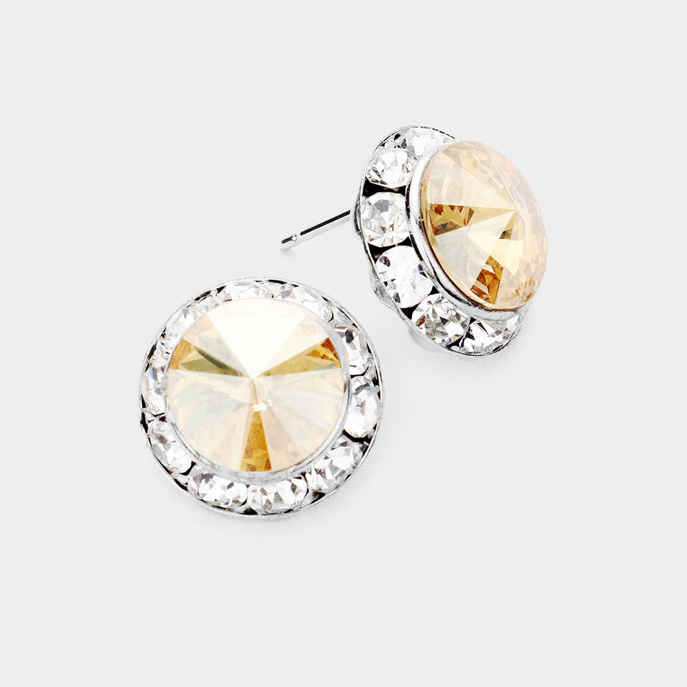 Rivoli Cut Genuine Crystal Stud Earrings