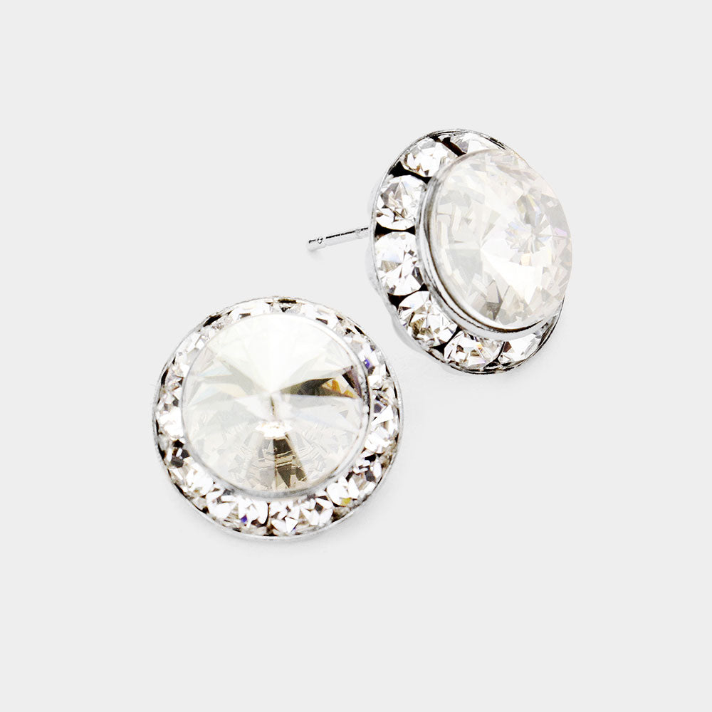 Rivoli Cut Genuine Crystal Stud Earrings