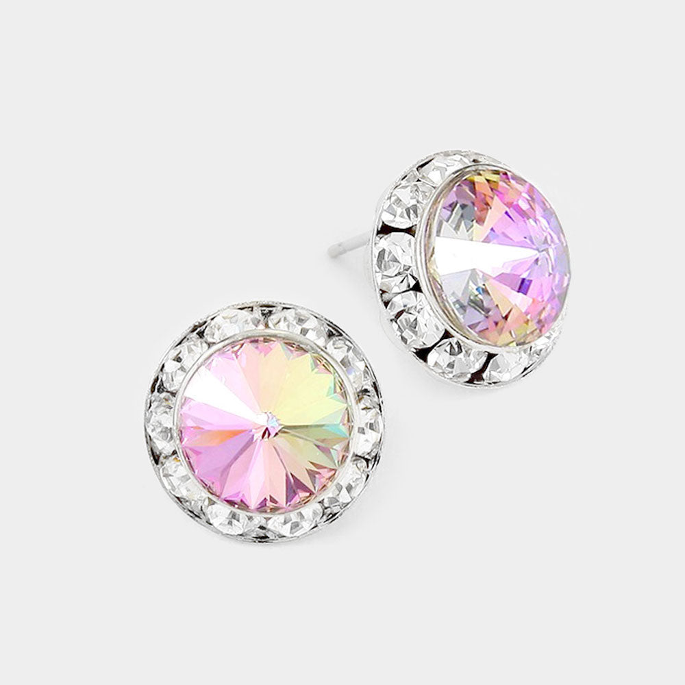 Rivoli Cut Genuine Crystal Stud Earrings