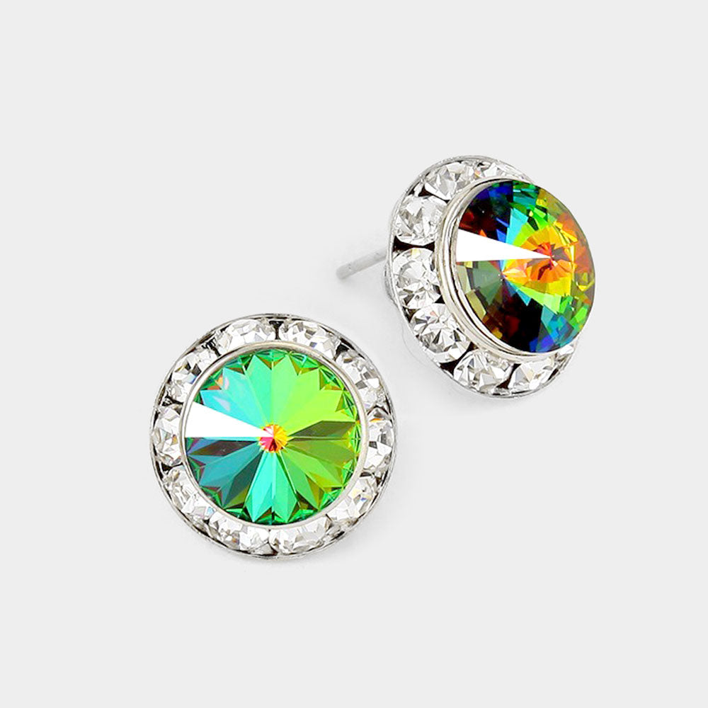 Rivoli Cut Genuine Crystal Stud Earrings
