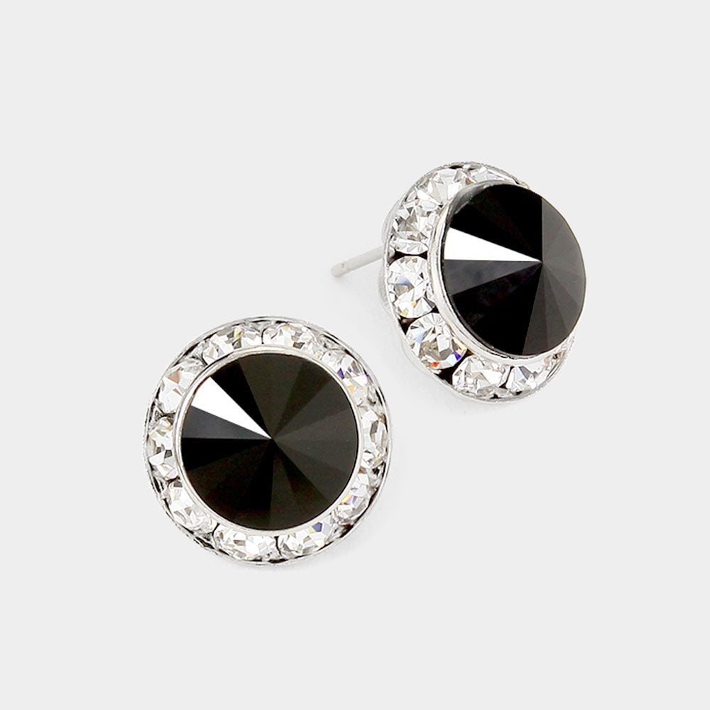 Rivoli Cut Genuine Crystal Stud Earrings