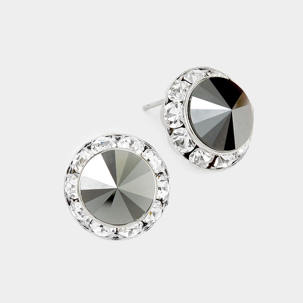 Rivoli Cut Genuine Crystal Stud Earrings