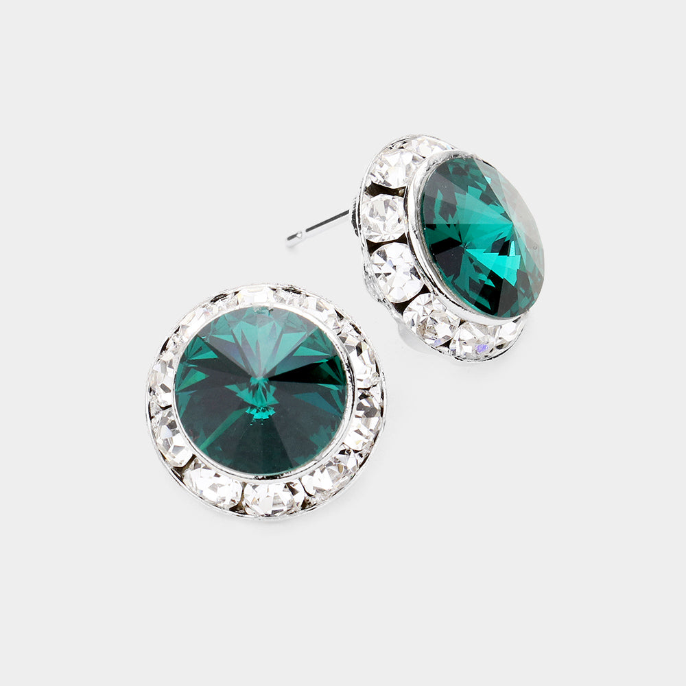 Rivoli Cut Genuine Crystal Stud Earrings