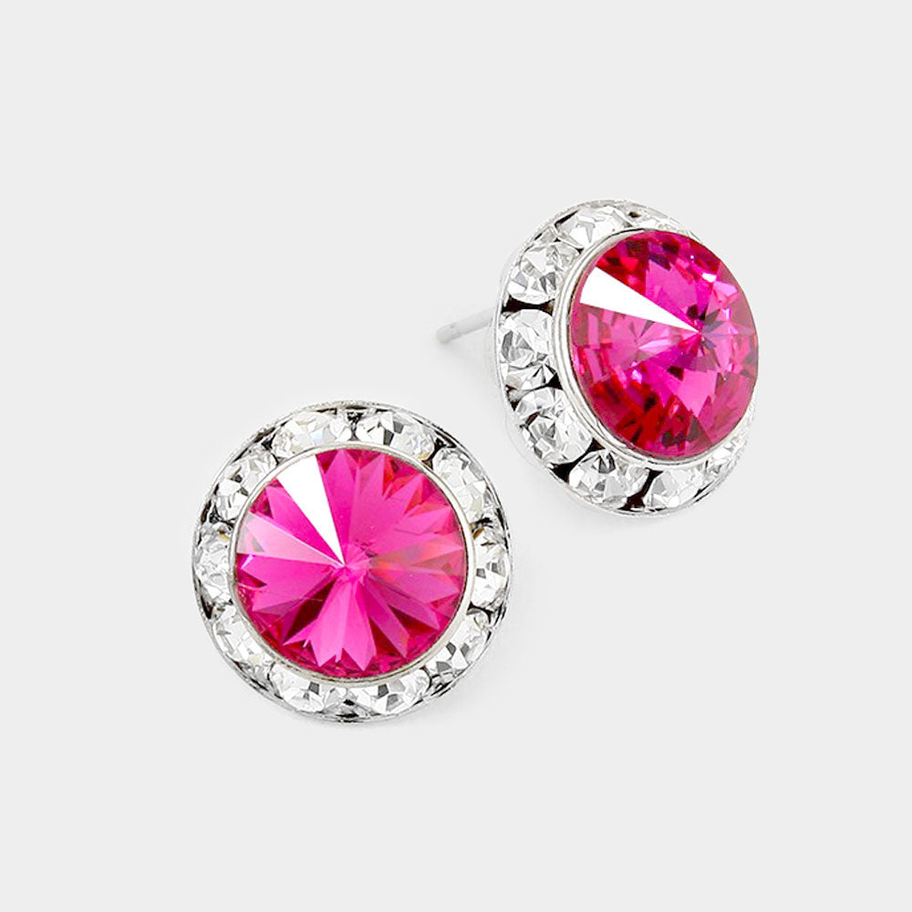 Rivoli Cut Genuine Crystal Stud Earrings