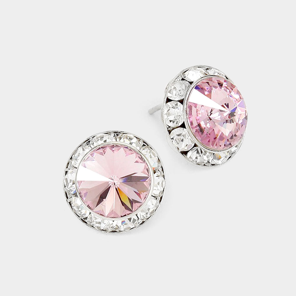Rivoli Cut Genuine Crystal Stud Earrings