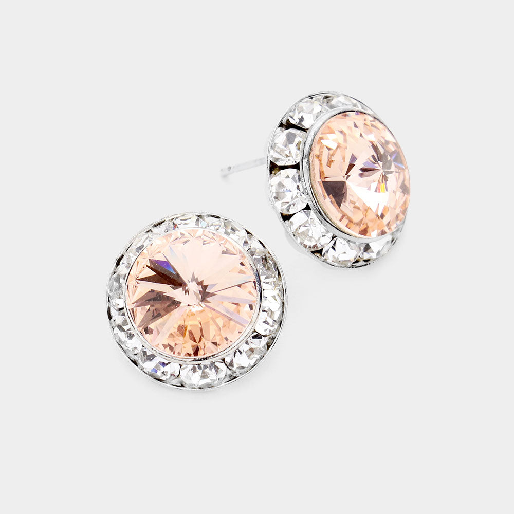 Rivoli Cut Genuine Crystal Stud Earrings