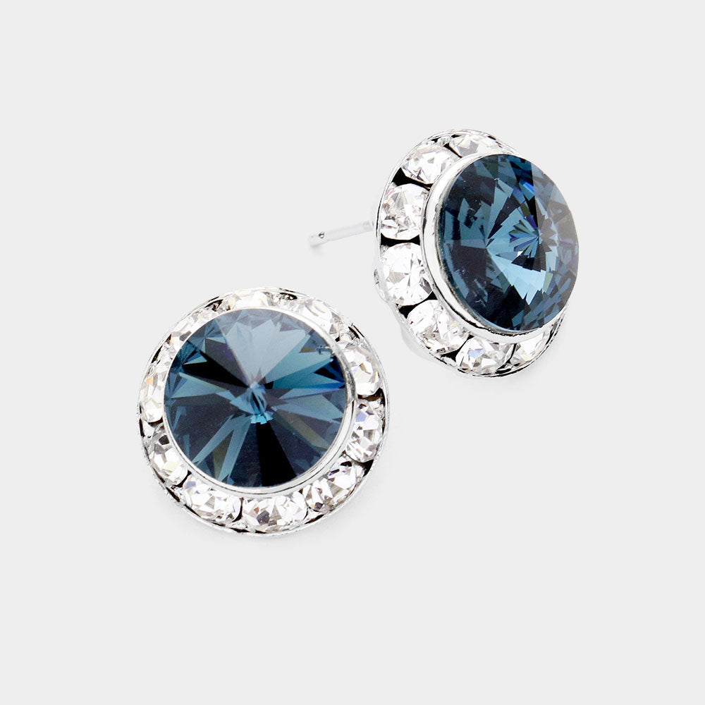 Rivoli Cut Genuine Crystal Stud Earrings