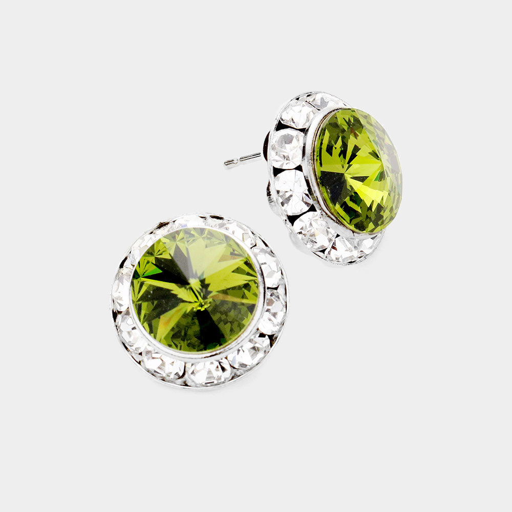 Rivoli Cut Genuine Crystal Stud Earrings
