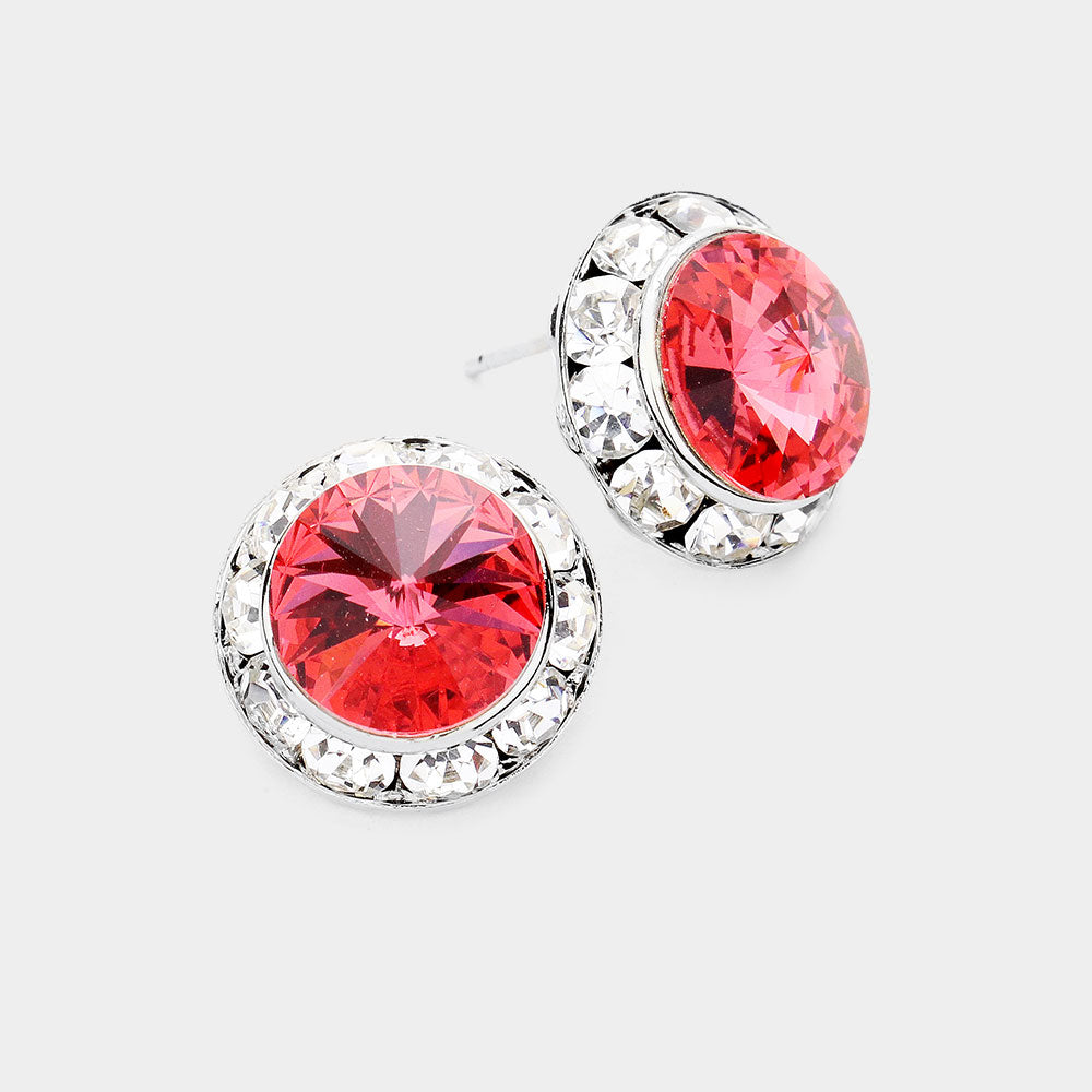 Rivoli Cut Genuine Crystal Stud Earrings