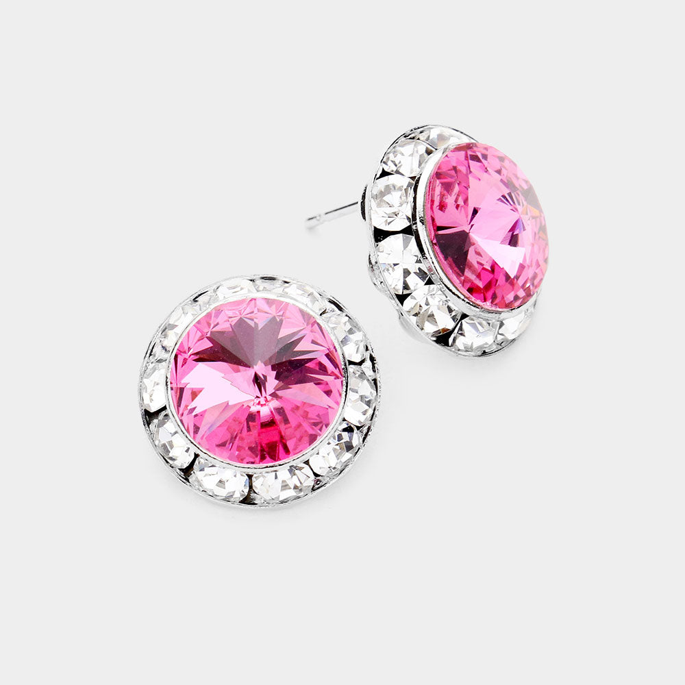 Rivoli Cut Genuine Crystal Stud Earrings