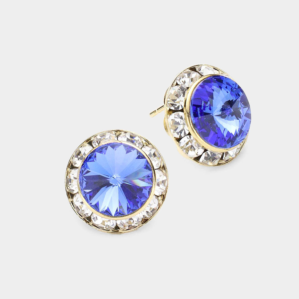 Rivoli Cut Genuine Crystal Stud Earrings