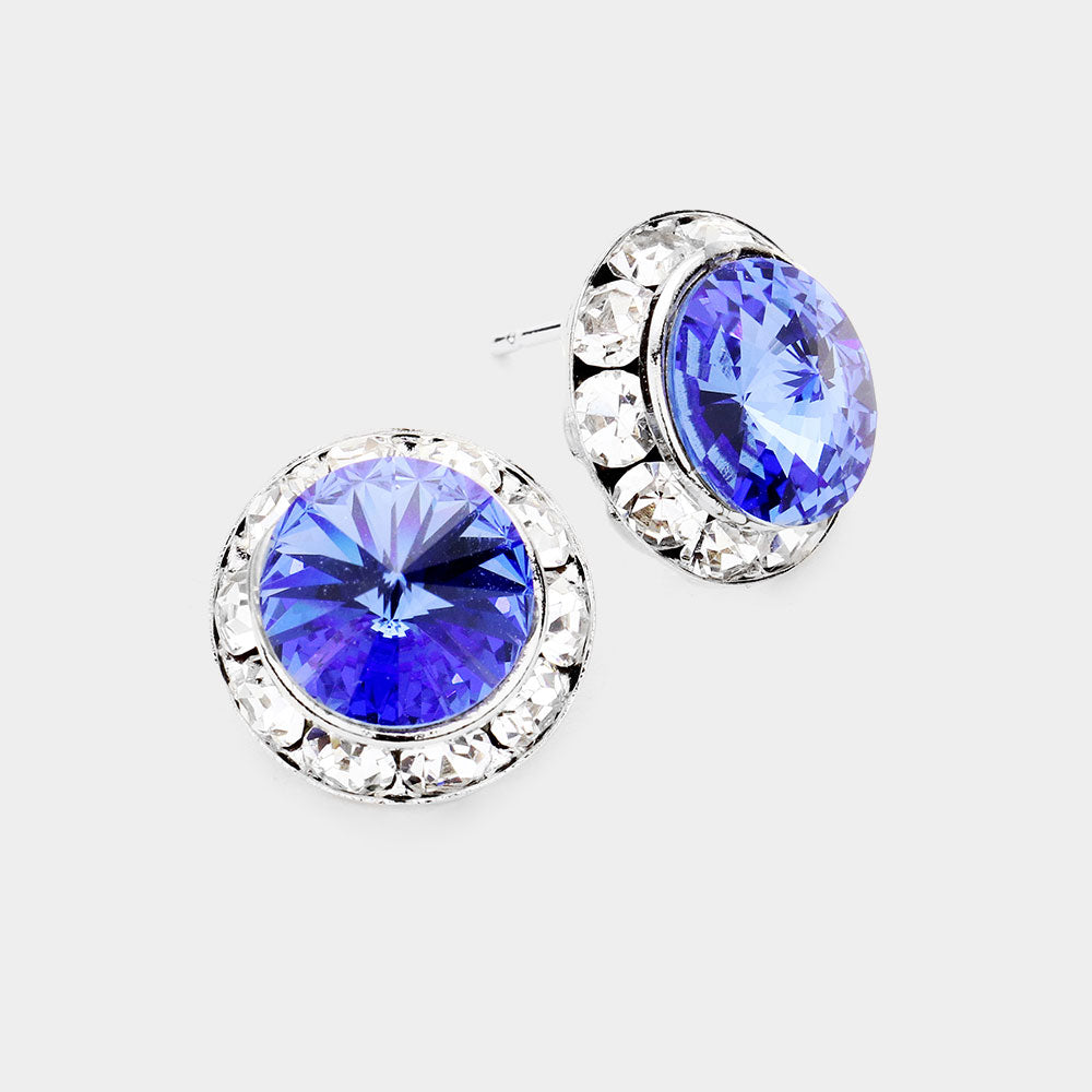 Rivoli Cut Genuine Crystal Stud Earrings