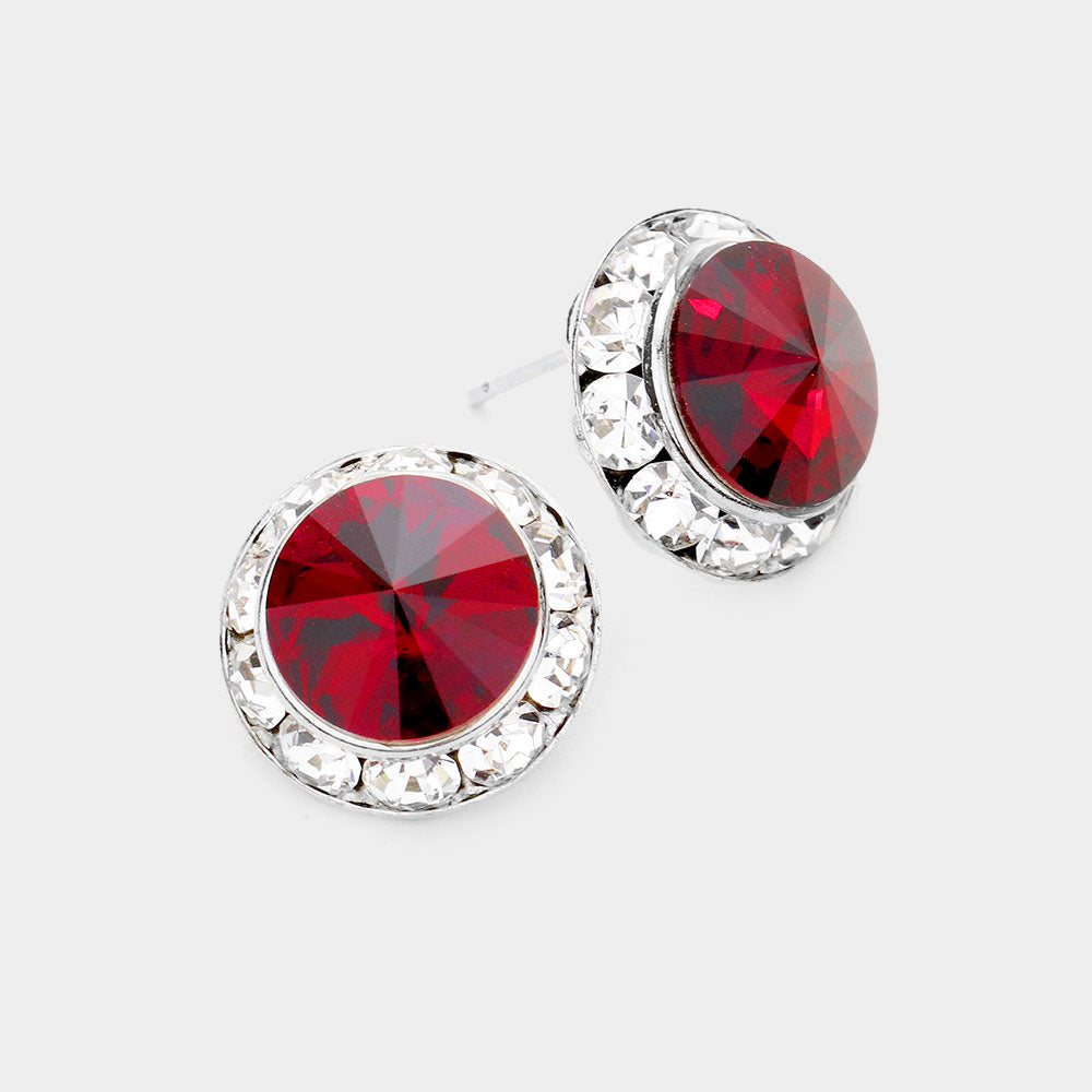 Rivoli Cut Genuine Crystal Stud Earrings