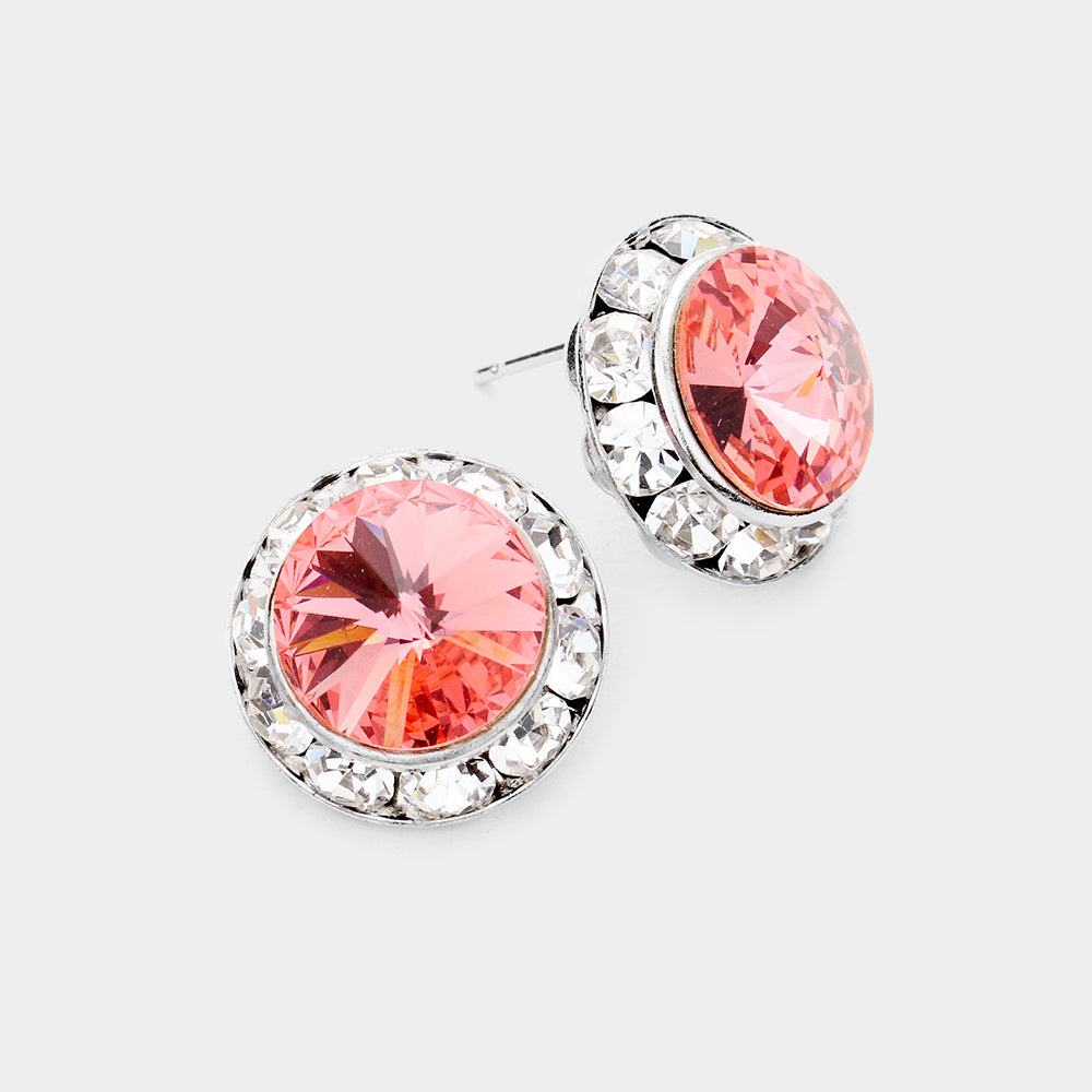 Rivoli Cut Genuine Crystal Stud Earrings