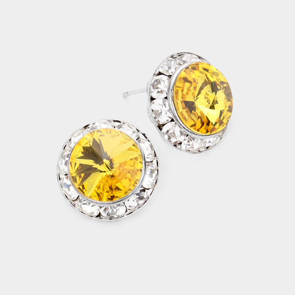 Rivoli Cut Genuine Crystal Stud Earrings