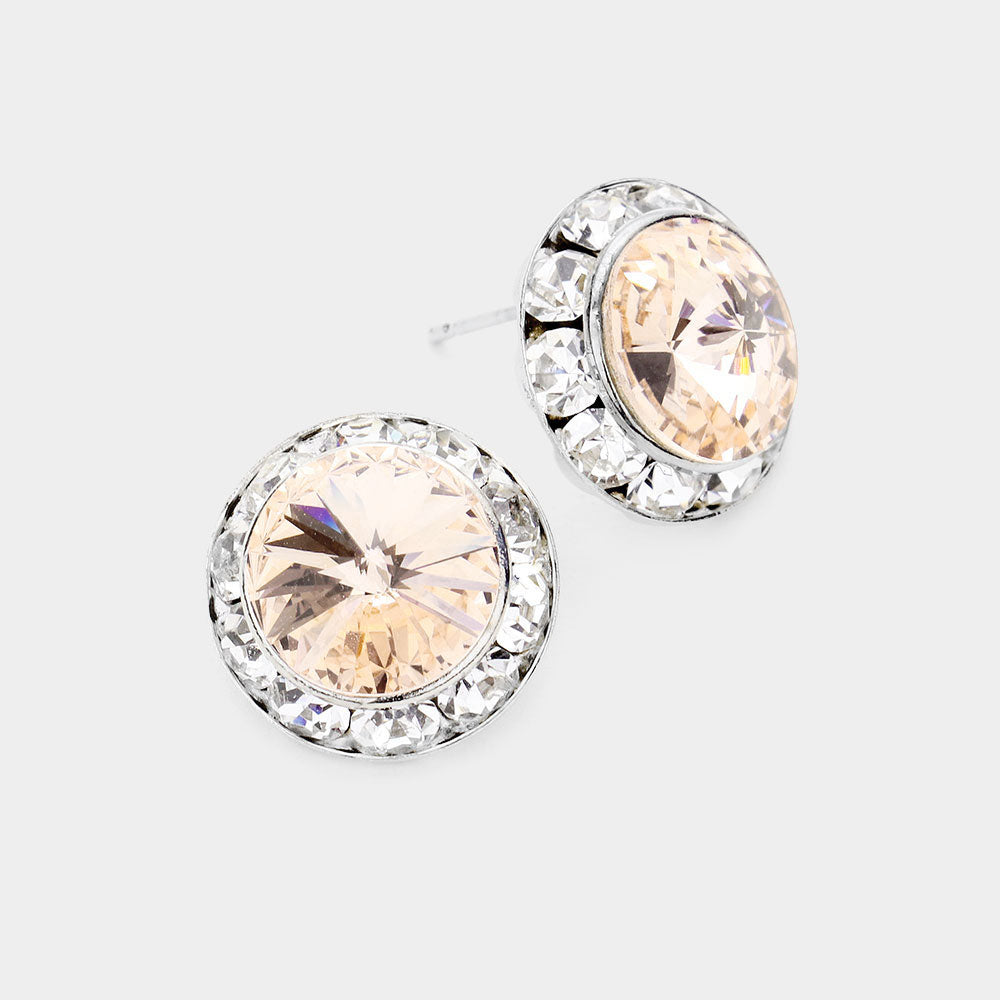 Rivoli Cut Genuine Crystal Stud Earrings
