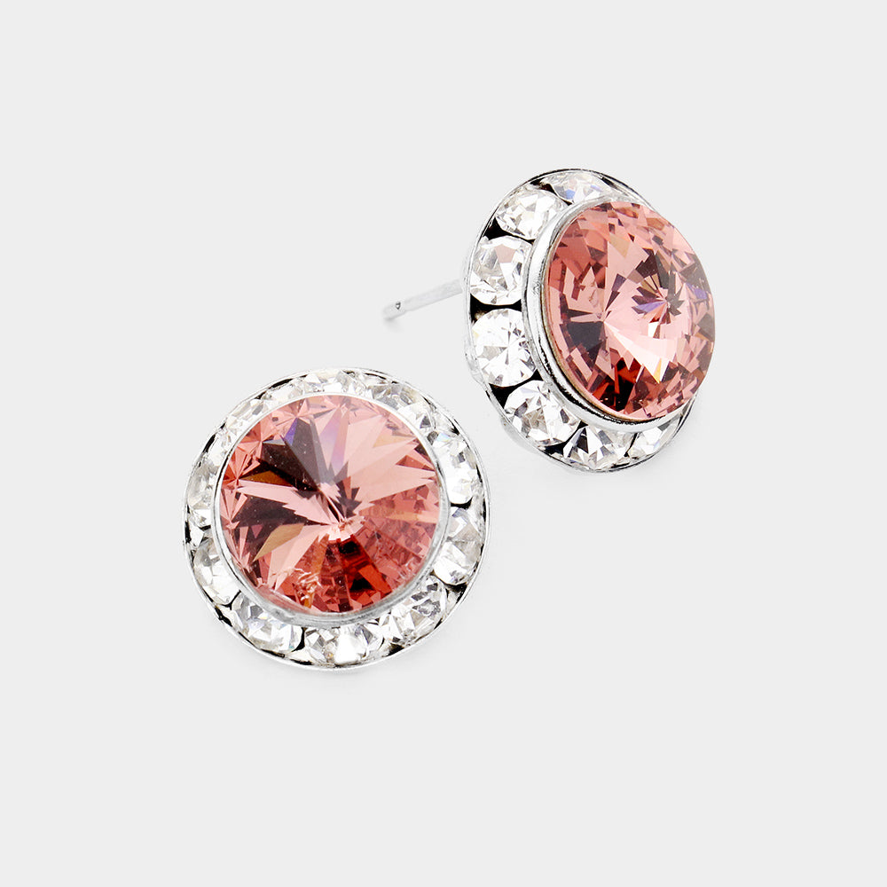 Rivoli Cut Genuine Crystal Stud Earrings