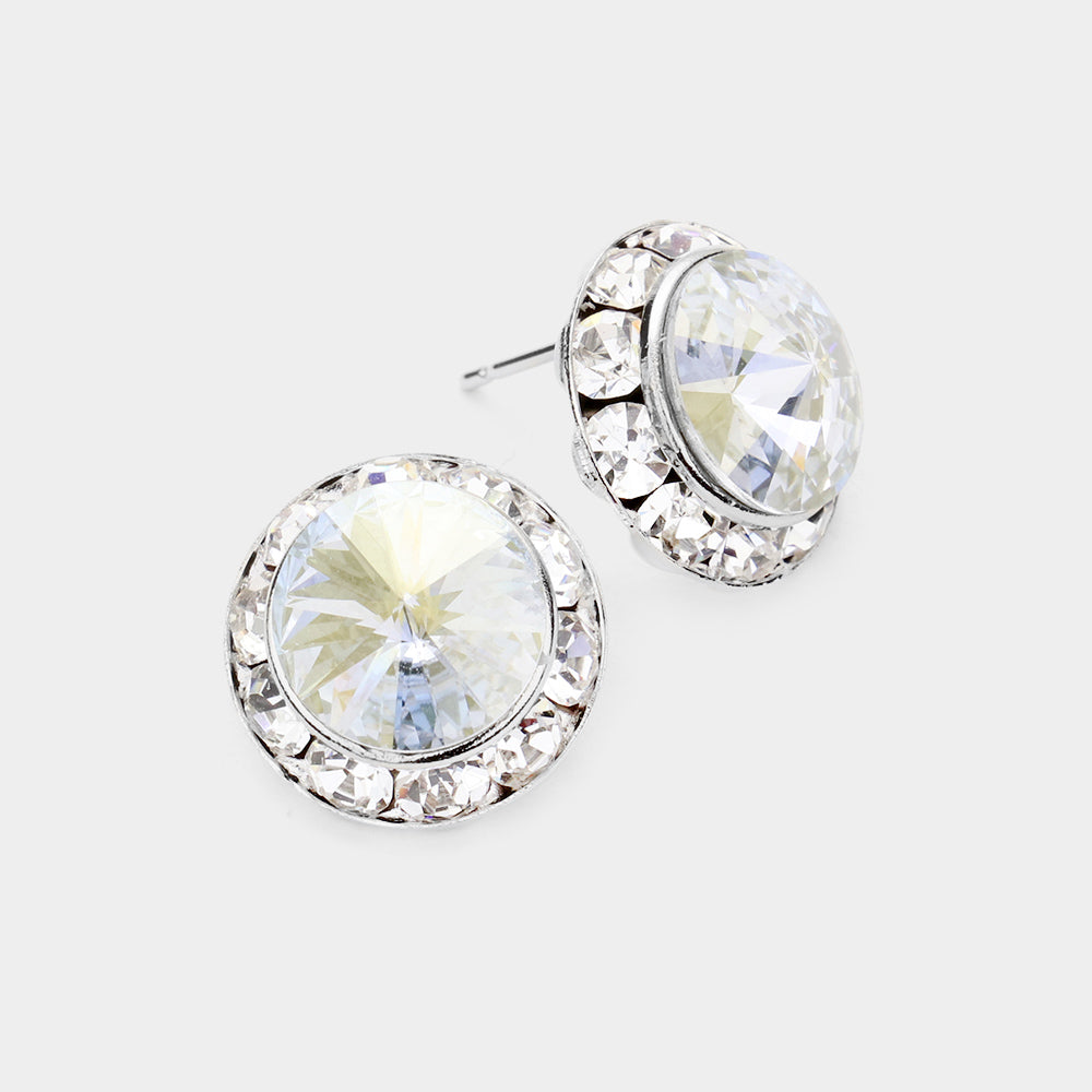 Rivoli Cut Genuine Crystal Stud Earrings