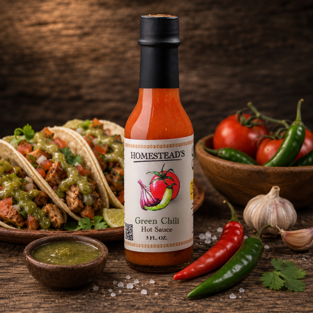 HOMESTEAD'S Green Chili Hot Sauce Duo, All-Natural, Farm-to-Table