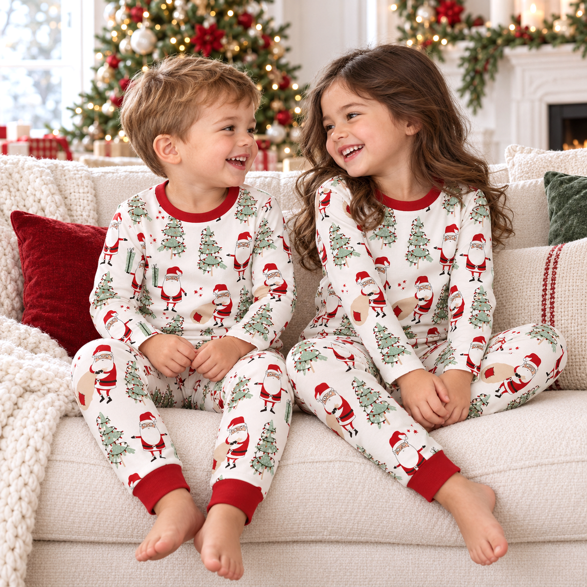 Christmas Santa Kid's Bamboo Pajama Set - Family Matching