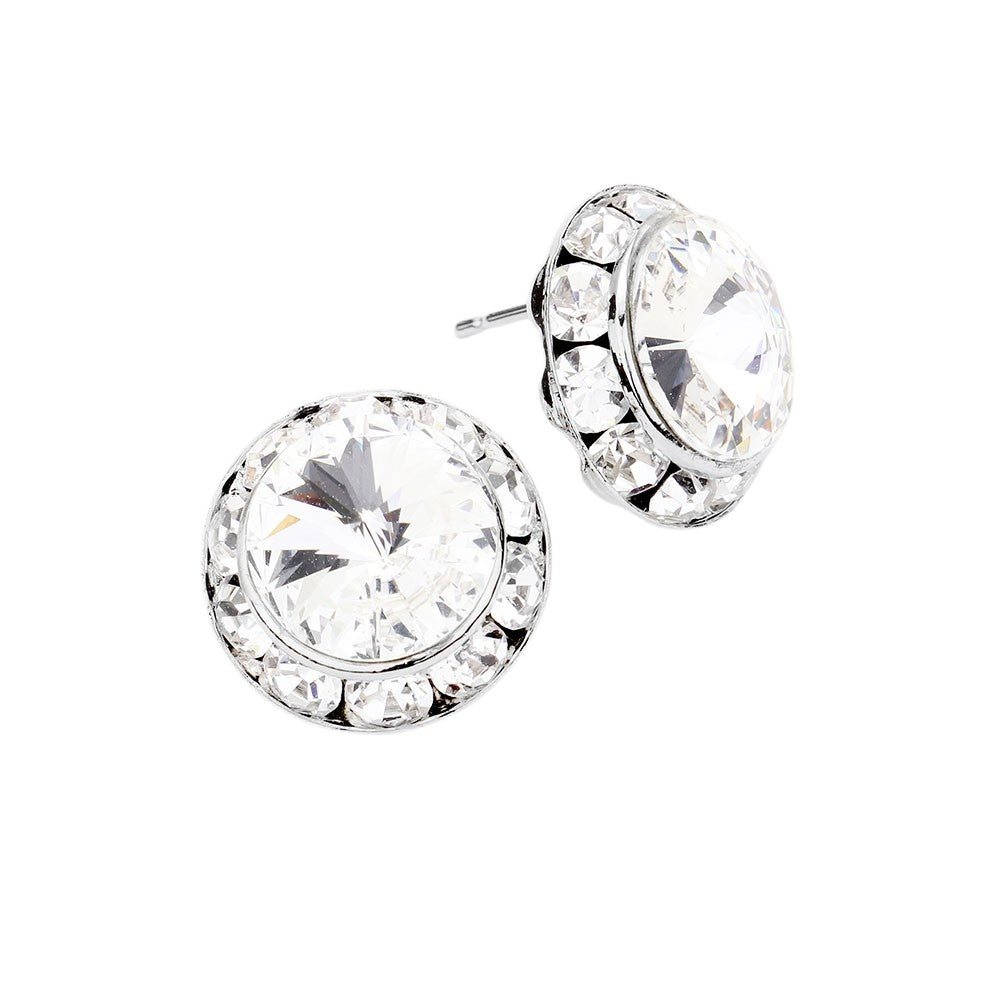 Rivoli Cut Genuine Crystal Stud Earrings
