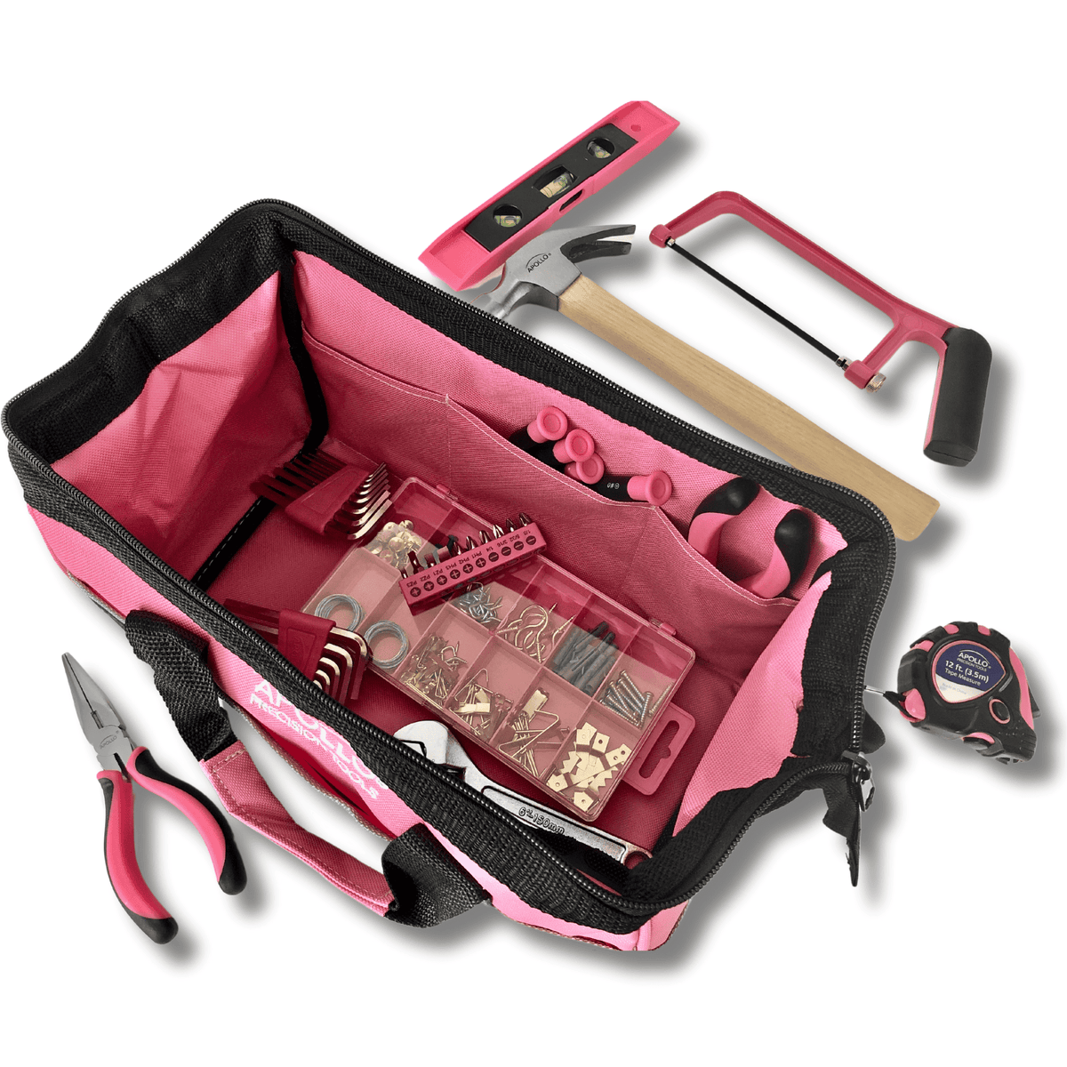 201 Piece Household Tool Kit in a Soft-Sided Tool Bag Pink - DT0020P