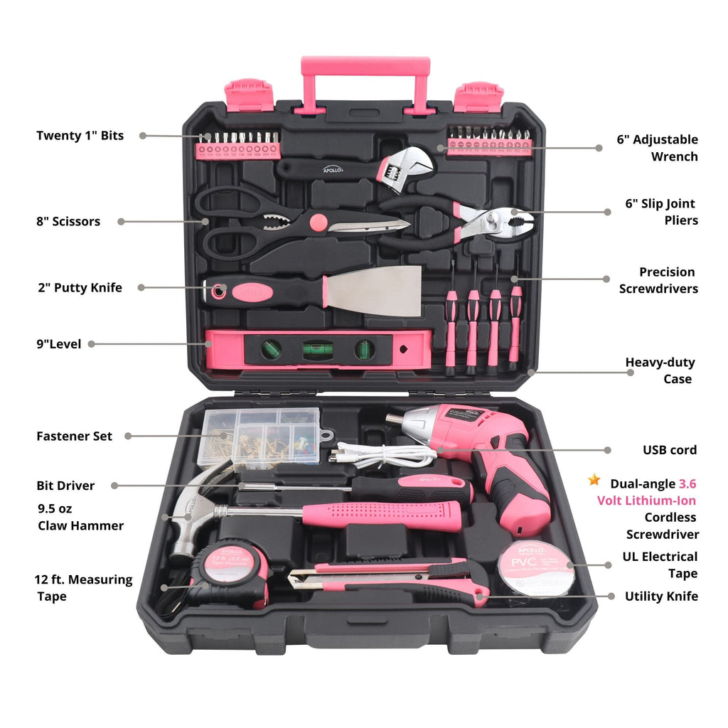 135-Piece Pink Tool Set with 3.6V Cordless Screwdriver (DT0774P)