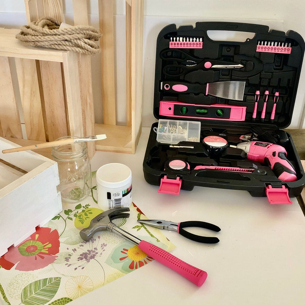 135-Piece Pink Household Tool Kit with Cordless Screwdriver (DT0773N1)