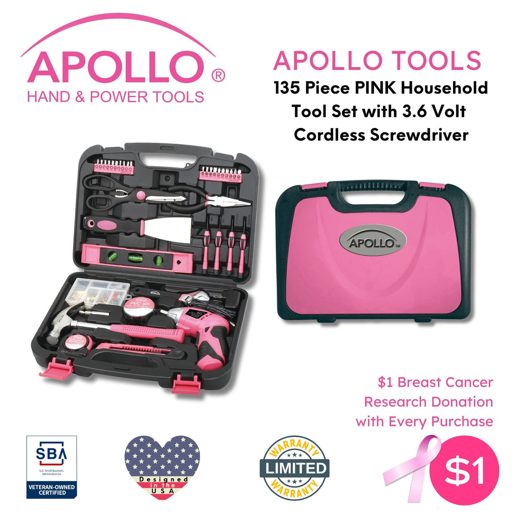 135-Piece Pink Household Tool Kit with Cordless Screwdriver (DT0773N1)