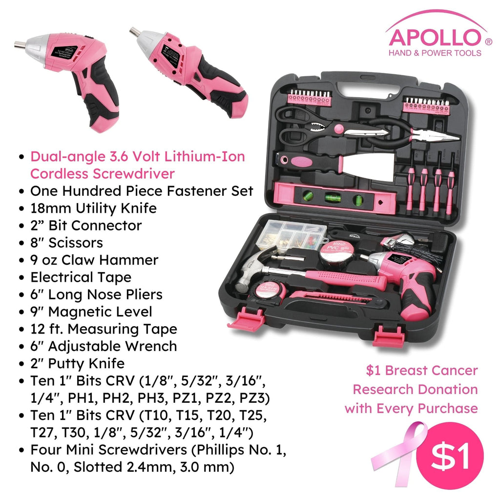 135-Piece Pink Household Tool Kit with Cordless Screwdriver (DT0773N1)